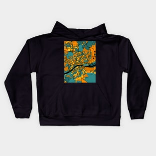 Frankfurt Map Pattern in Orange & Teal Kids Hoodie